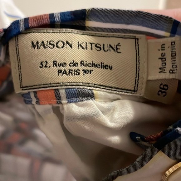 Maison Kitsune Check Bali Dress Women’s Size Small Mini Plaid Red Blue White - Picture 10 of 10